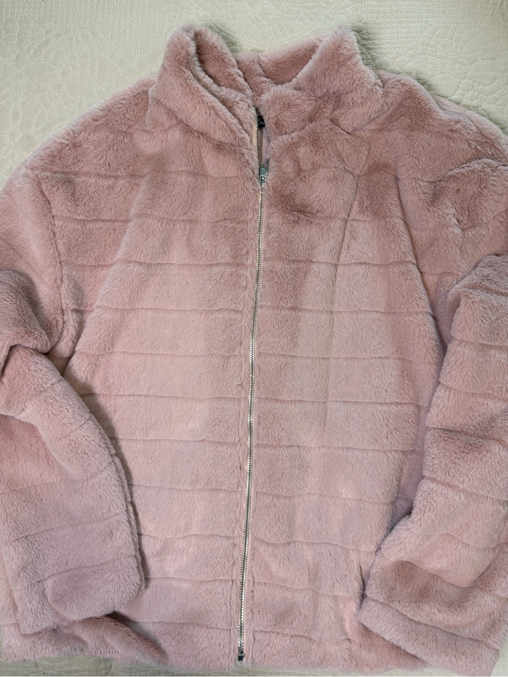 Faux Fink Simply Faux Fur Rabbit Jacket Large Y2K Teddy Bear Plush Zip Up cozy - Picture 6 of 11